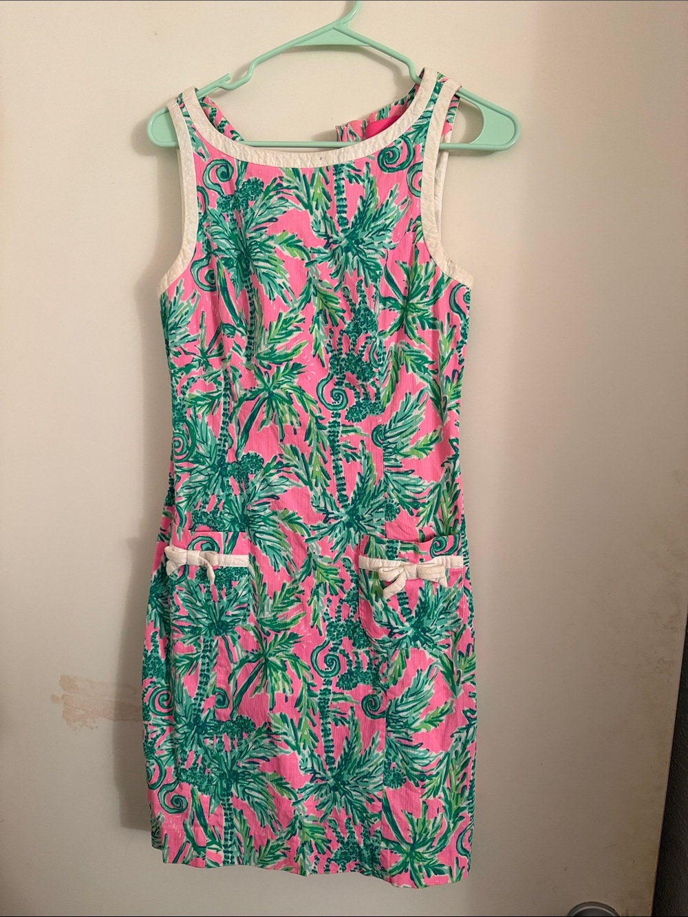 Lilly Pulitzer Pink and Green Palm Print Sleeveless Dress
